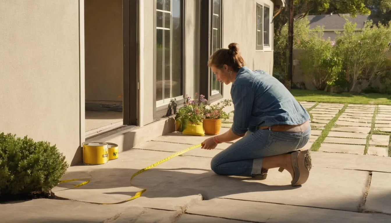 Homeowner measuring a backyard space for a new concrete patio in Glendale