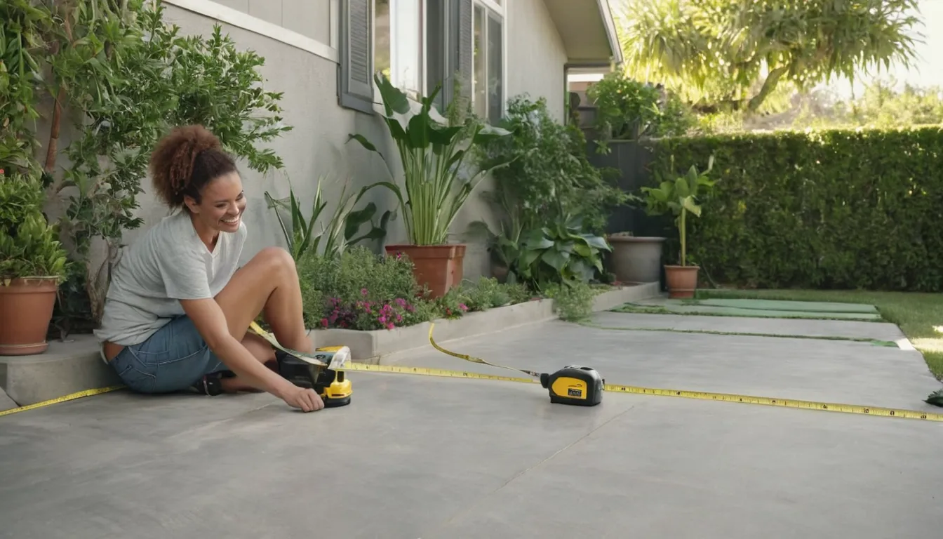 Homeowner checking a patio slab for early cracks in the Glendale area